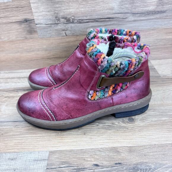 rieker felicitas womens Size EU 39 US 8 Red leather side zip ankle boots - Picture 1 of 7